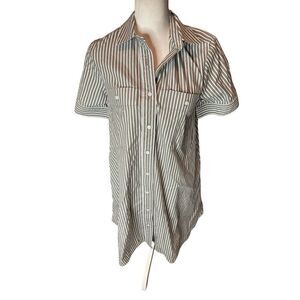 Everlane 100% CorttoStriped Shirt Dress W/ Pockets, Size Small Nautical Coastal